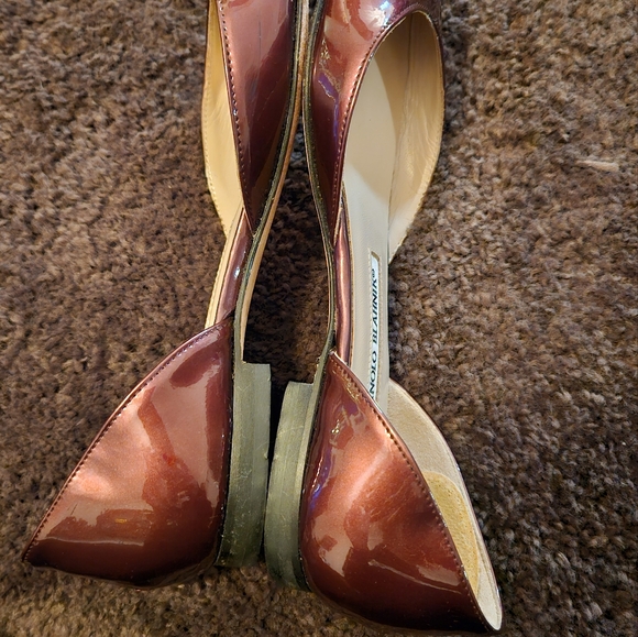 Manolo Blahnik Wine colored Patent Leather Soussa d'Orsay Flats Size 36/5.5 - Picture 4 of 10